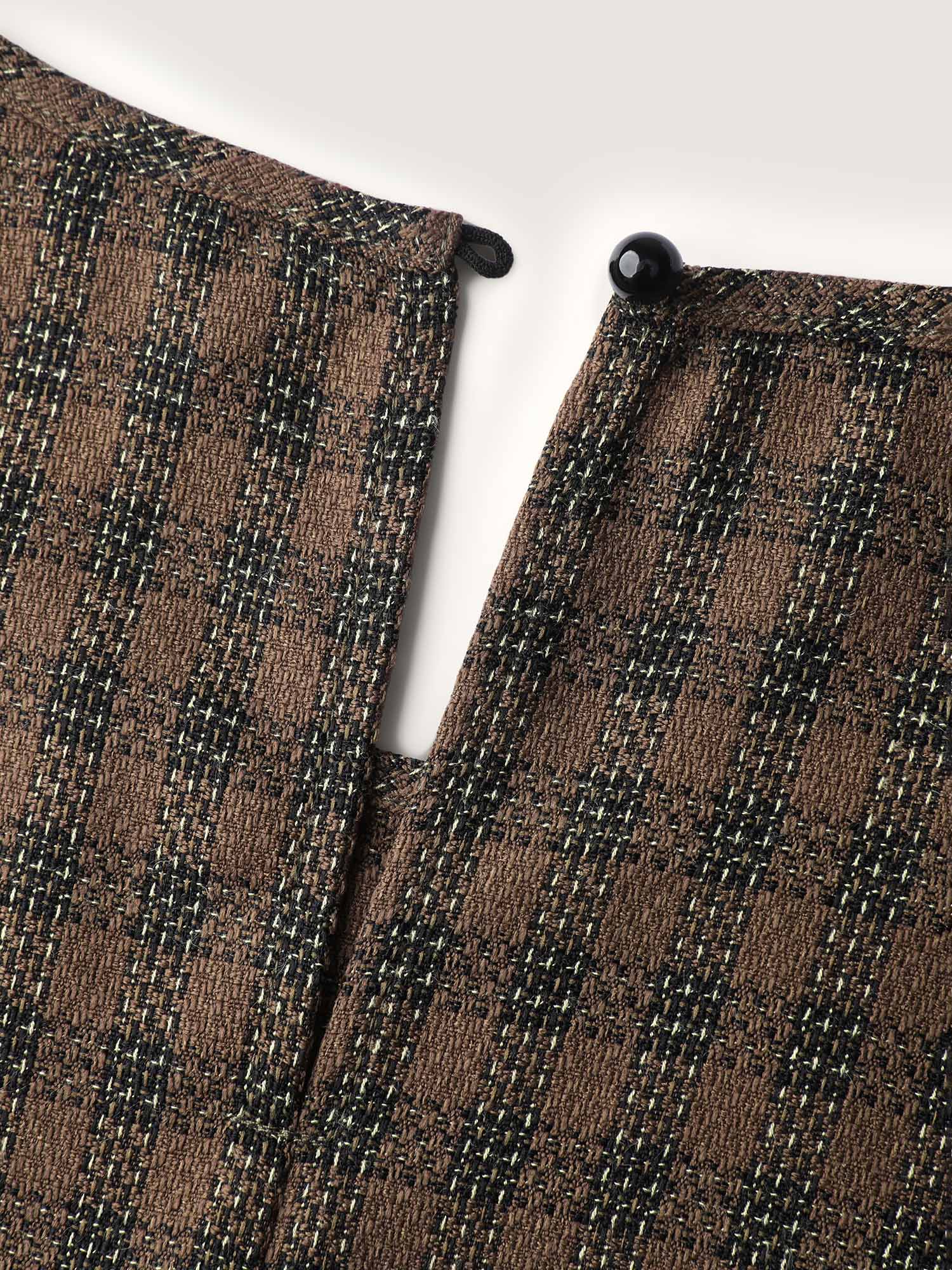 Yarn-Dyed Flared Sleeve A-Line Knee-Length Dress