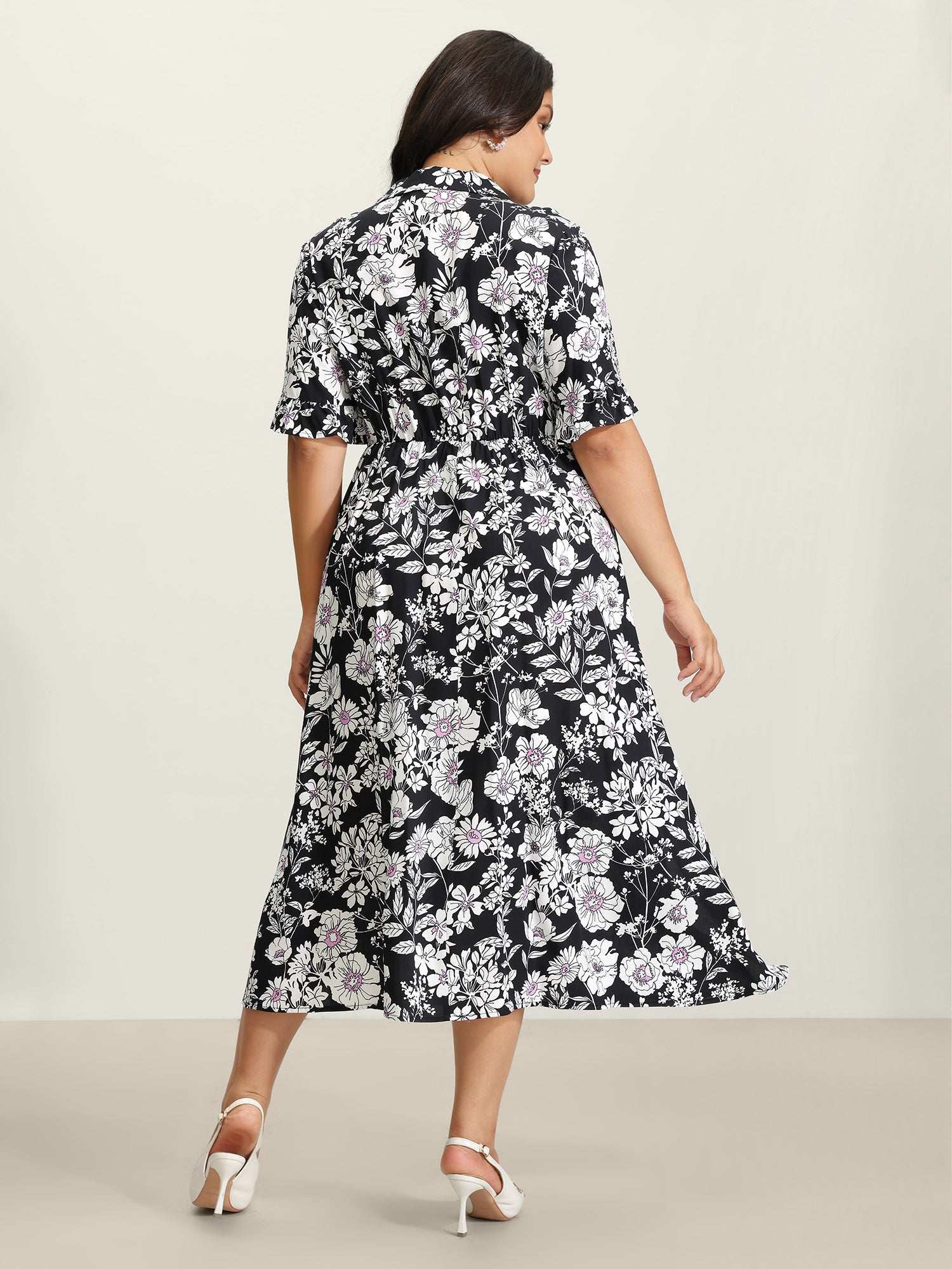 Rayon Floral Print Placket Maxi Dress