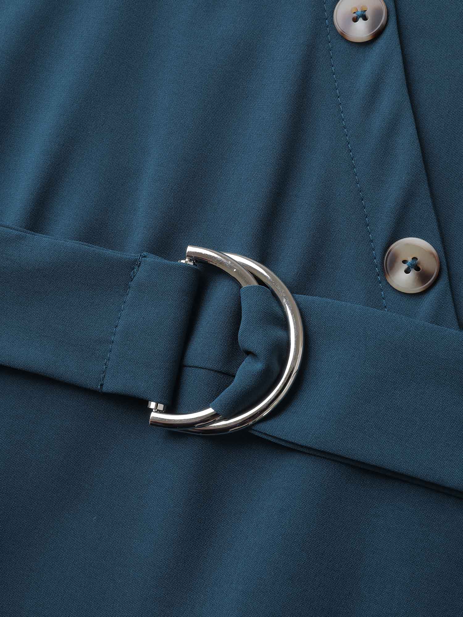 Wrap Style Button Detail Belted Midi Dress