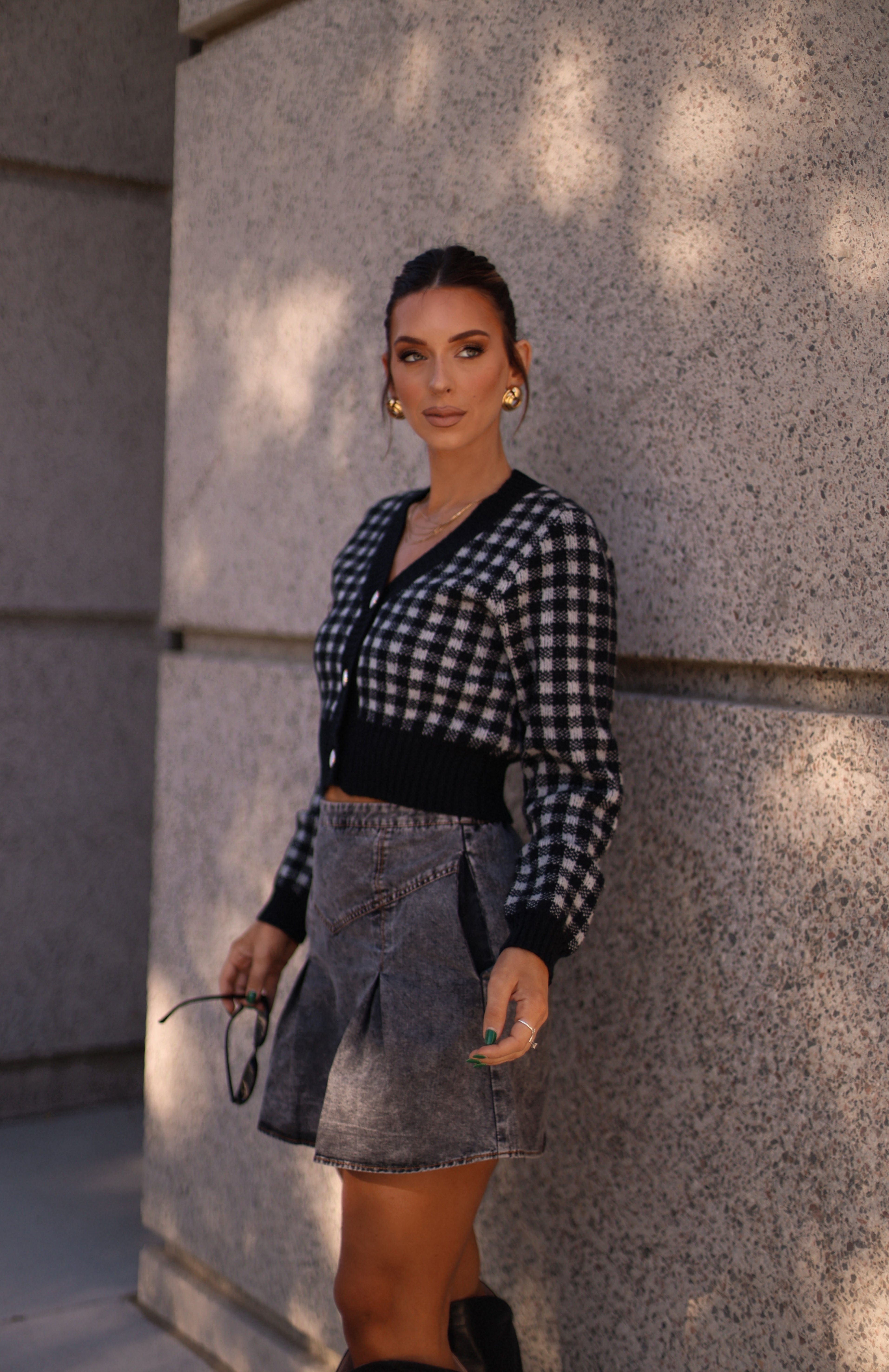 Fashionable Plaid Cardigan