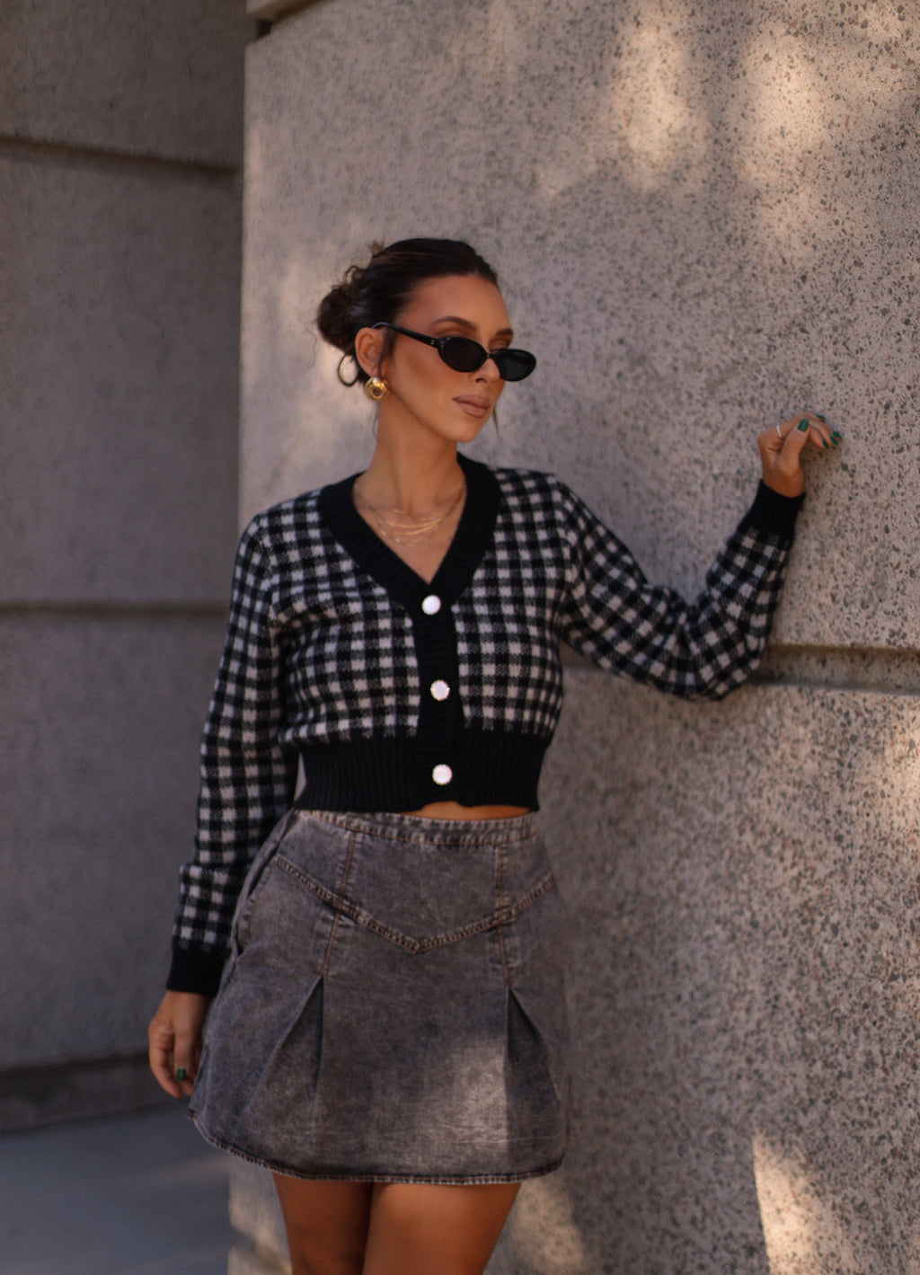 Fashionable Plaid Cardigan