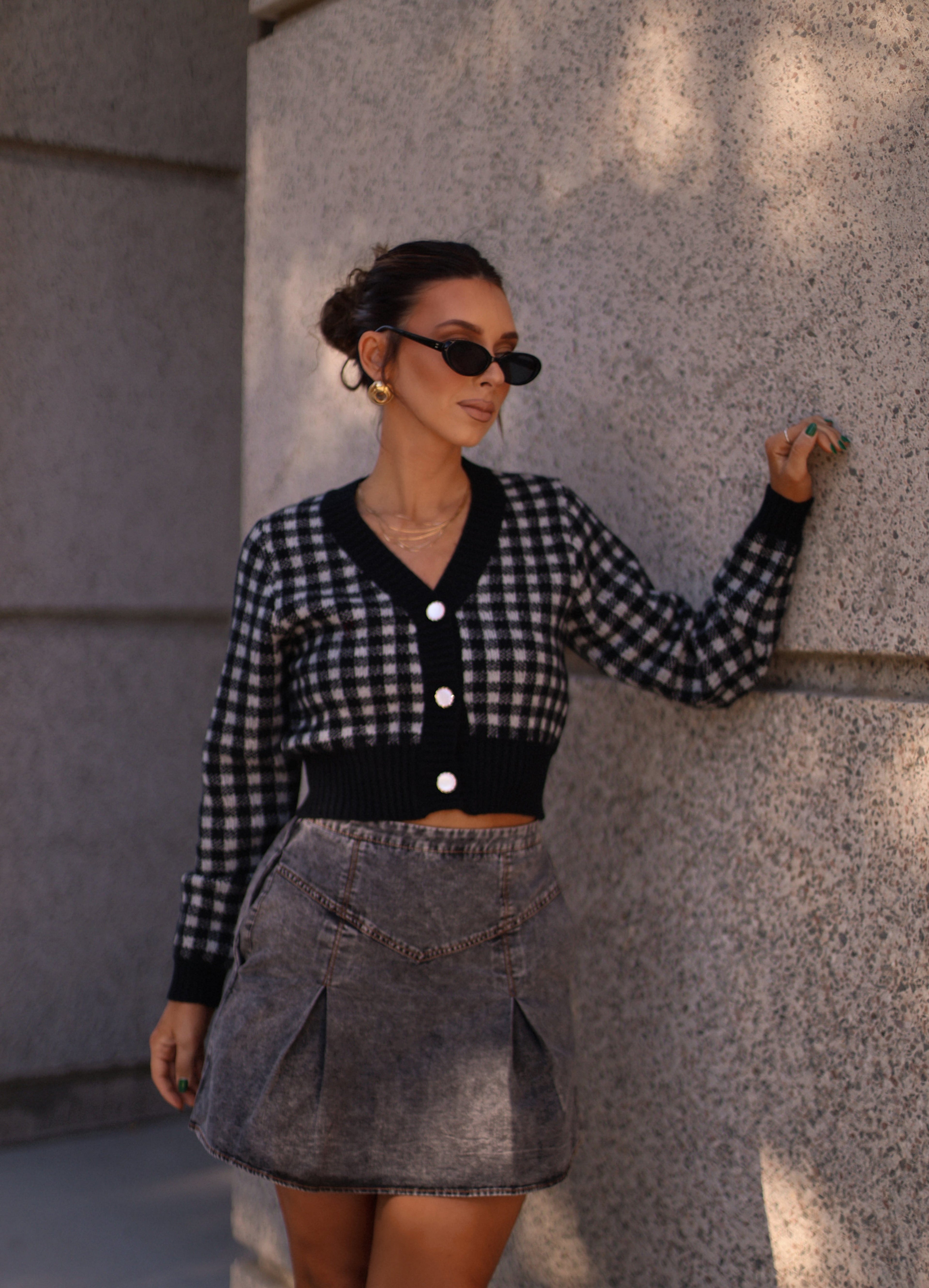 Fashionable Plaid Cardigan